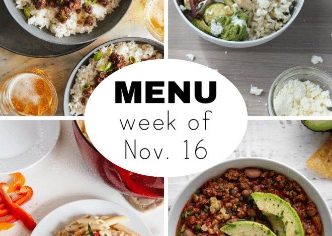 A Mid November Weekly Dinner Menu (+ snacks)
