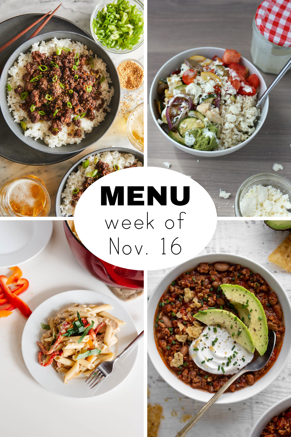 A Mid November Weekly Dinner Menu (+ snacks)