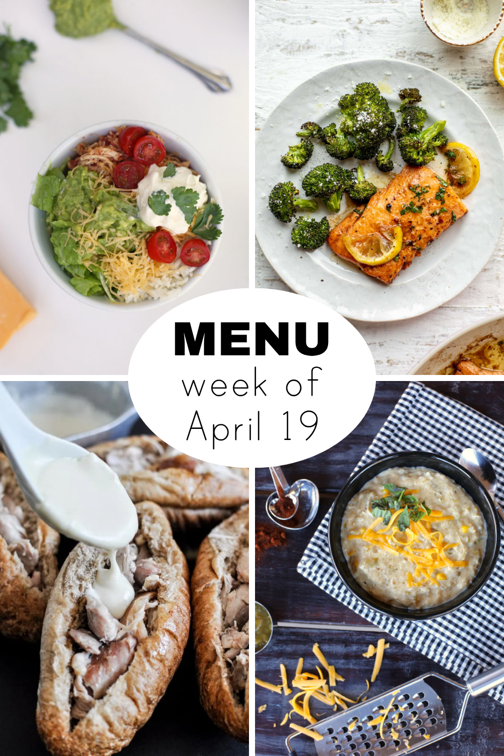 Weekly Dinner Menu for April 19